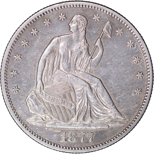 1877-S 50c Seated Liberty Silver Half Dollar ~ AU Details