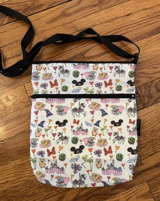 Disney World Full Zip Adjustable Crossbody Bags With Disney Icons Drawings  NEW