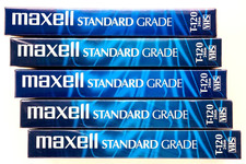 Maxwell VHS T-120 6 Hour Standard Grade Blank VCR Tapes NEW SEALED Lot of 5