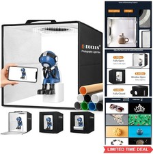 Light Box Photography 12x12 Inch 120 LED Dimmable CRI 95 Portable Studio with 8