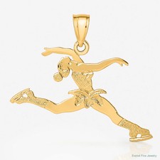 14K Yellow Gold Ice Skater Jumping Charm
