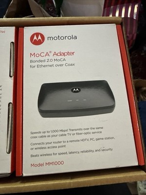 Motorola MoCA 2.0 Adapter Ethernet Over Coax, 1,000 Mbps (MM1000) w/ Cables NEW