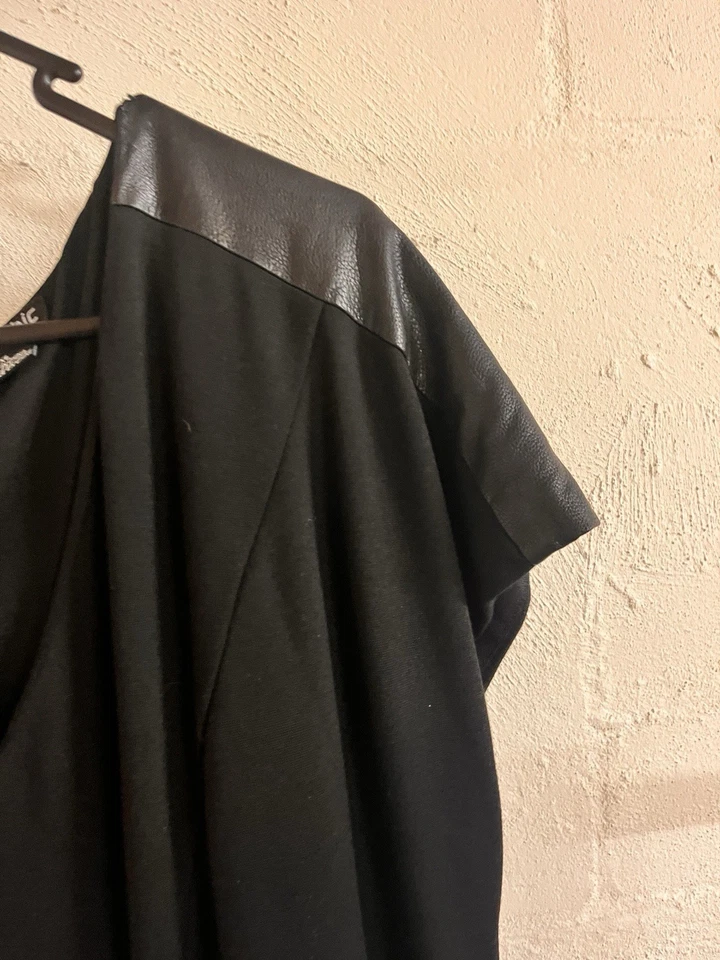 City Chic Dress  XL Black With Vegan Leather Accents And Slimming Stretch Work - image 3 of 4