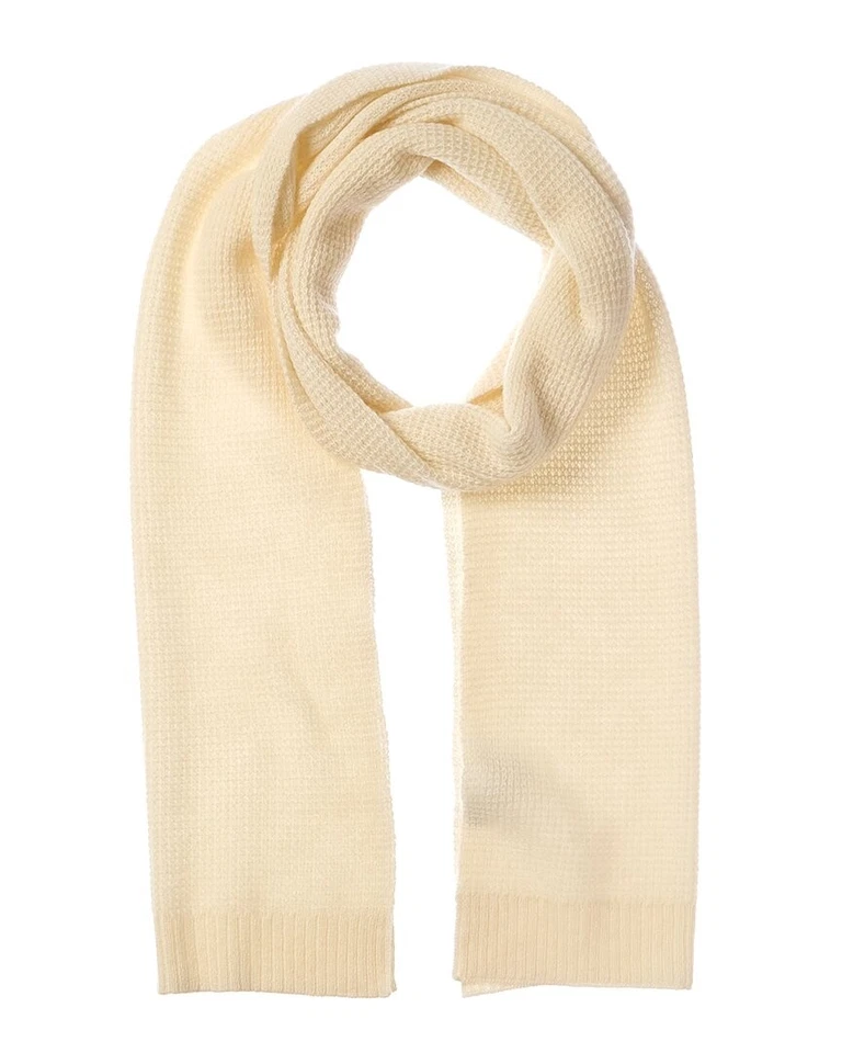 Hannah Rose Waffle Stitch Cashmere Scarf Women's White