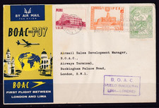PERU 1961 FIRST FLIGHT COVER BOAC ROLLS ROYCE 707 LONDON TO LIMA #C2231
