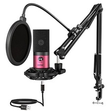 Podcast Microphone Kit-USB PC Computer Recording Microphone, Rose Red