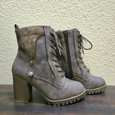 NWOT SO American  Heritage Women's Lace Up Zipper Bootie Ankle Boot Size 6.5