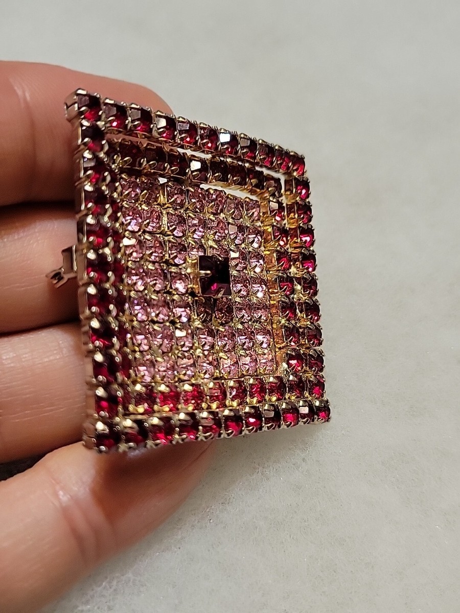AMAZING SQUARE GEOMETRIC 3D RHINESTONE CRYSTAL BROOCH #162 View 6