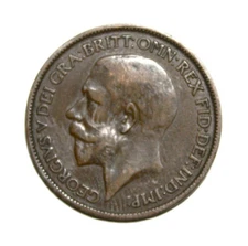 S2 - Great Britain 1/2 Penny 1924 Fine / Fine + Bronze Coin - King George V