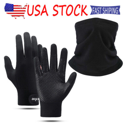 #ad Face Mask Fleece Neck Gaiter Touch Screen Winter Fleece Gloves for Men and Women $13.99