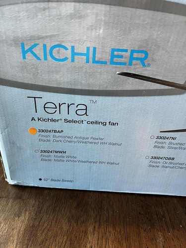Kichler 330247BAP Terra 52" Ceiling Fan & Blades. Pewter w Cherry/Walnut - Picture 4 of 7
