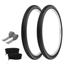 PRO+ TIRES 29" x 2.125" Black P-123A W/TUBES & RIM STRIPS 33mm Schrader Valve