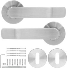 Brushed Chrome Door Handle Sets, Twisted Lever On Rose Door Handles Internal.