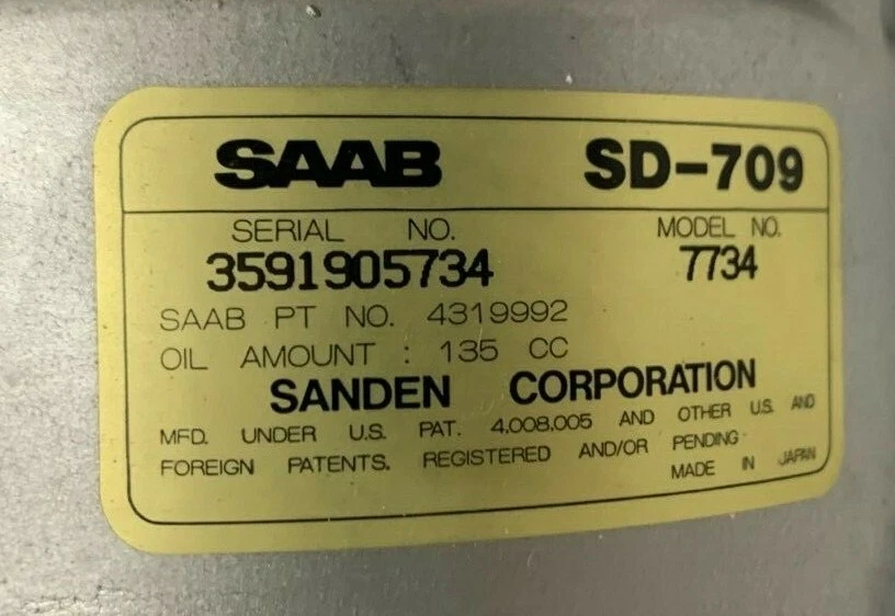 Novo NOS Sanden Compressor SD-709 7734 2GR para SAAB 9000 - Imagem 2 de 4