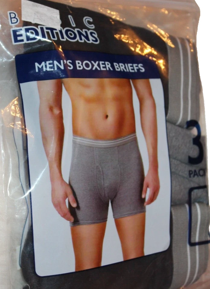 Calzoncillos boxer Basic Editions para hombre negros grises 100 % algodón - pequeños (29-30") Foto 3 de 4