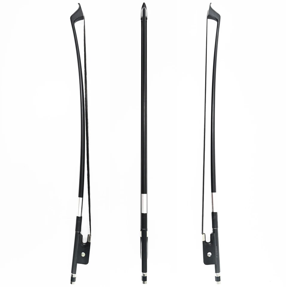 francese arco per contrabbasso fibra di carbonio 100BFB 4/4 Capelli neri - Immagine 4 di 4