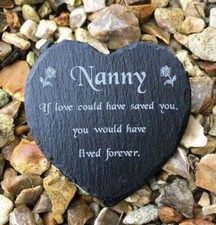 Engraved Slate Heart Memorial Grave Marker Plaque Nanny Mothers Day Remembrance