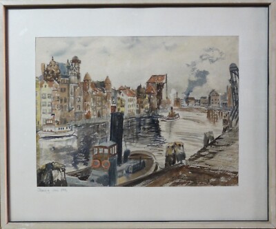 J. Carstens (XX) TOP-Impressionismus-Aquarell 1943: DANZIG IM JUNI 1943 (Gdansk)