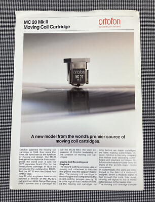 ORTOFON MC20 MK II MOVING COIL CARTRIDGE - INFORMATION SHEET J0878