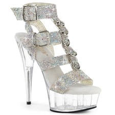 6" Clear Silver Rhinestones Diamonds Bridal Wedding Bridesmaid Heels Shoes