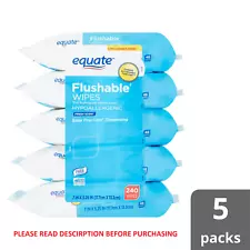 Equate Flushable Wipes, Fresh Scent, 5 packs of 48 wipes, 240 Total Wipes