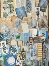 BLUE CHRISTMAS JUNK JOURNAL KIT / 80pcs / real EPHEMERA - SHIPS FAST - #40