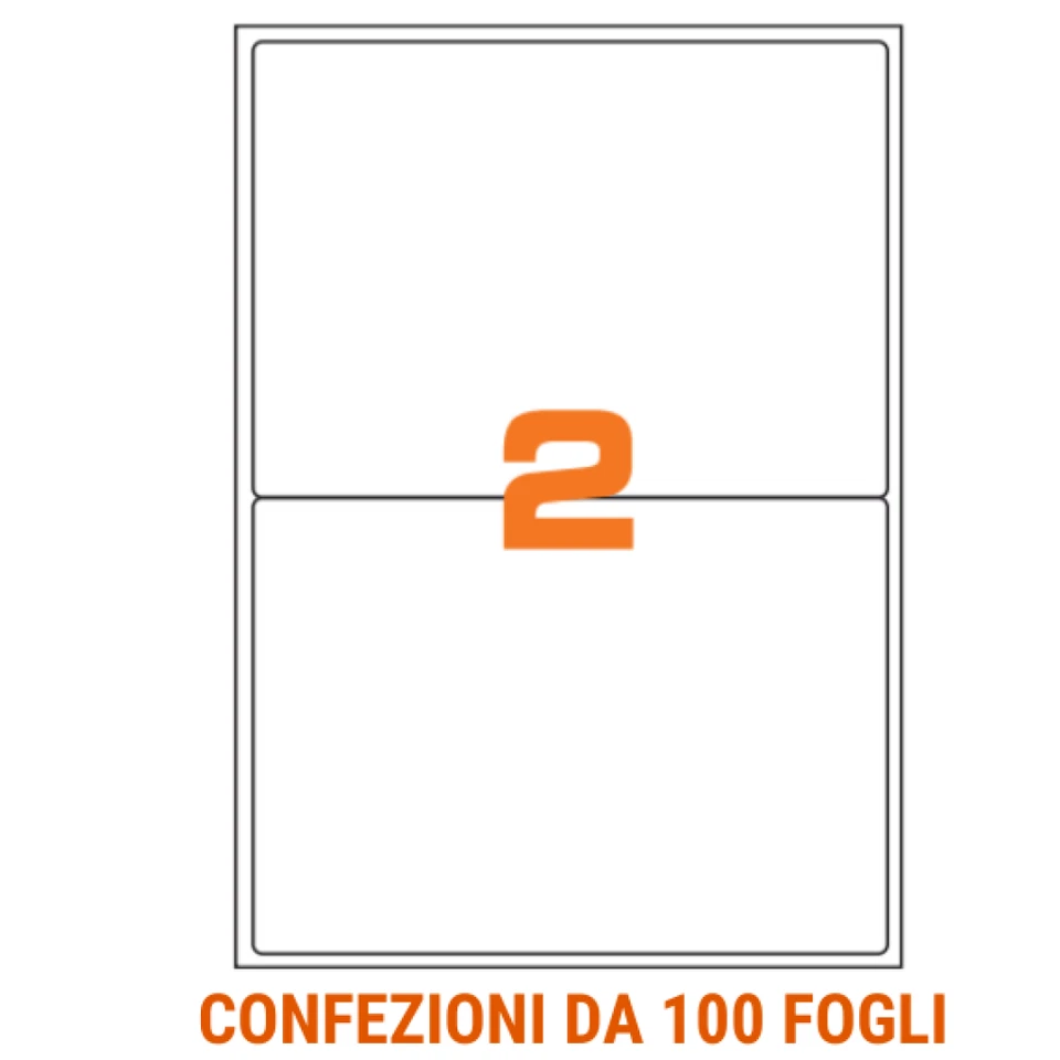 LASER carta adesiva bianca a4 etichette per stampante 100fogli (2 etichette x foglio)