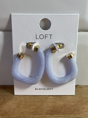 Ann Taylor Loft Hoop Resin Earrings Statement Jewelry Blue Periwinkle Fashion FS