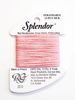 SPLENDOR SILK #S816 ''Soft Pink'' Needlepoint Stitching Thread by Rainbow Gallery