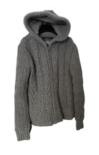 Ugg Australia Grey Hooded Jacket, Knit, Wool, Wool Shearling, Oversized Rrp £495
