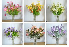 2 x künstliche Blumenstrauß Rosenstrauß Lavendelstrauß Blumen Kunstblumen 