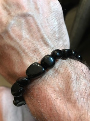 Black Obsidian Chunky Natural High Polished Stone Unisex Bracelet