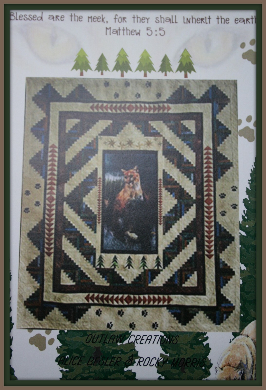 Cougar Country Quilt Pattern W/Panel "Outlaw Creations" Cougar, Lodge, Mtn Lion thumbnail 3