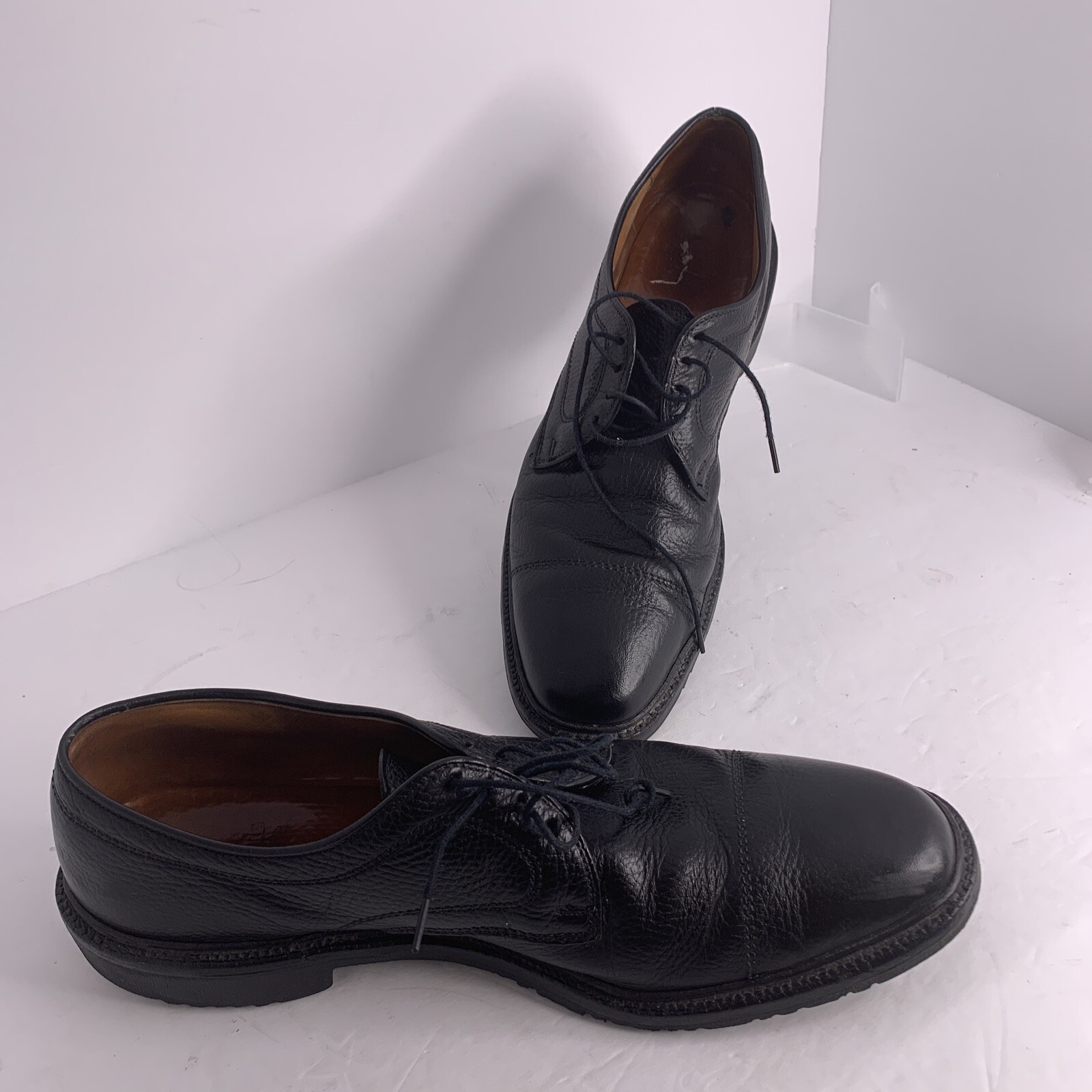 SAOLA Scarpe Allen Edmonds Oxford Derby uomo taglia 12 pelle nera Becker suola gomma