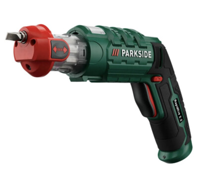 Parkside 4V Cordless Screwdriver With Integrated Bit Storage LED  