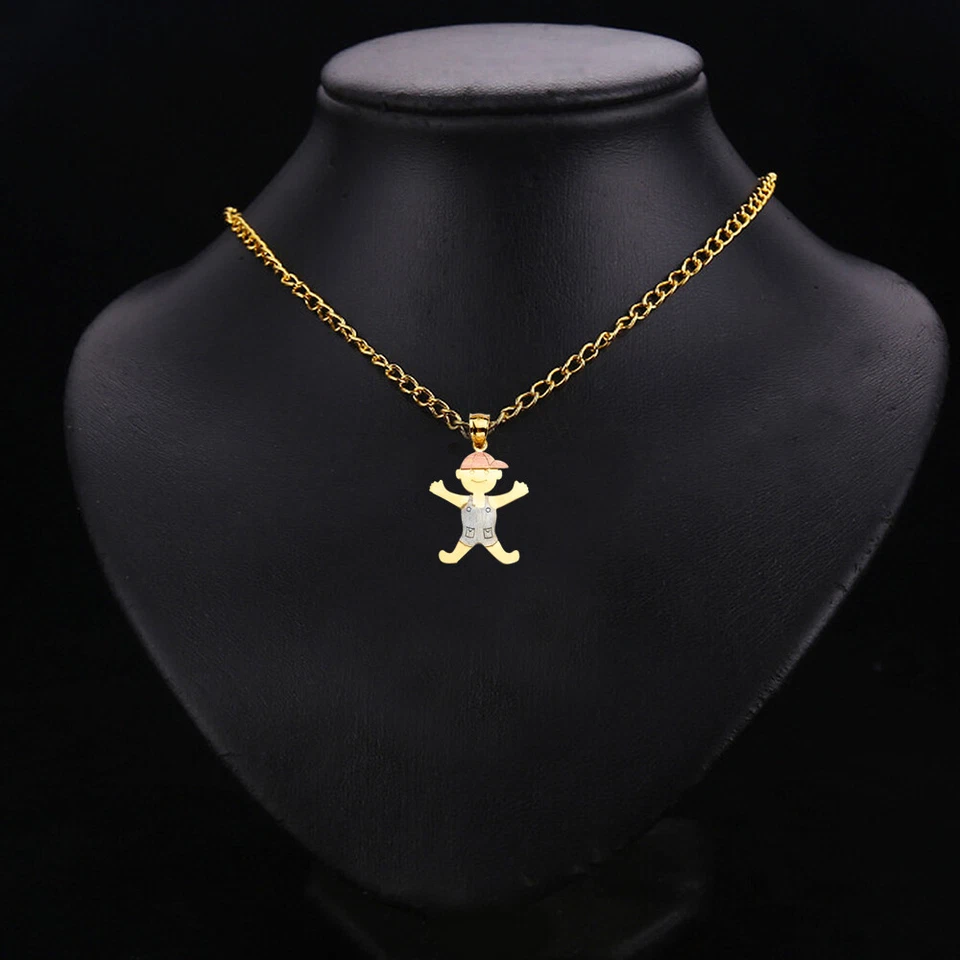 Pingente de ouro 14K tricolor menino para colar ou corrente - Imagem 2 de 4