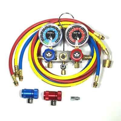 Mastercool 83272 2-Valve Aluminum Piston Valve Manifold with Couplers