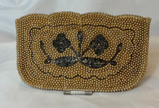 Vtg John Wind Clutch Purse Made In Japan Tiny Beaded With Floral Design