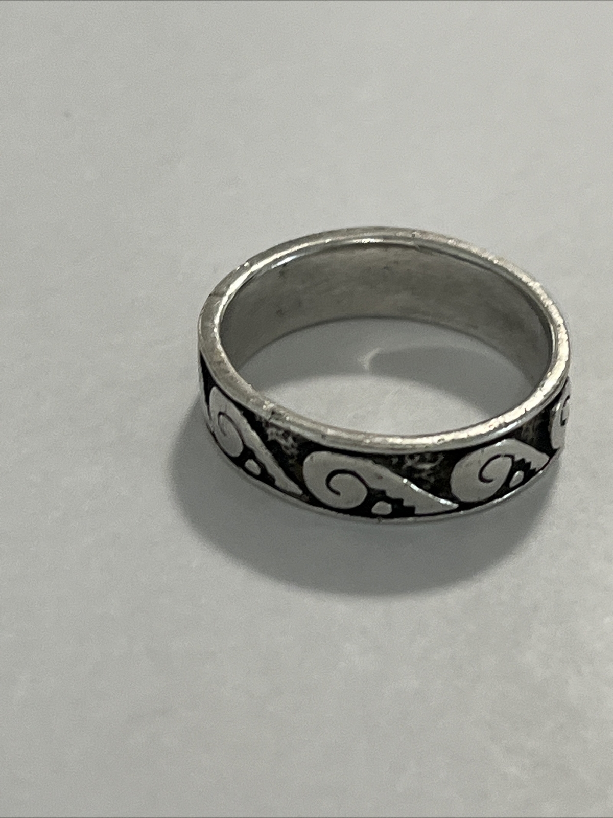 Vintage Sterling Silver wave pattern Ring Signed … - image 4