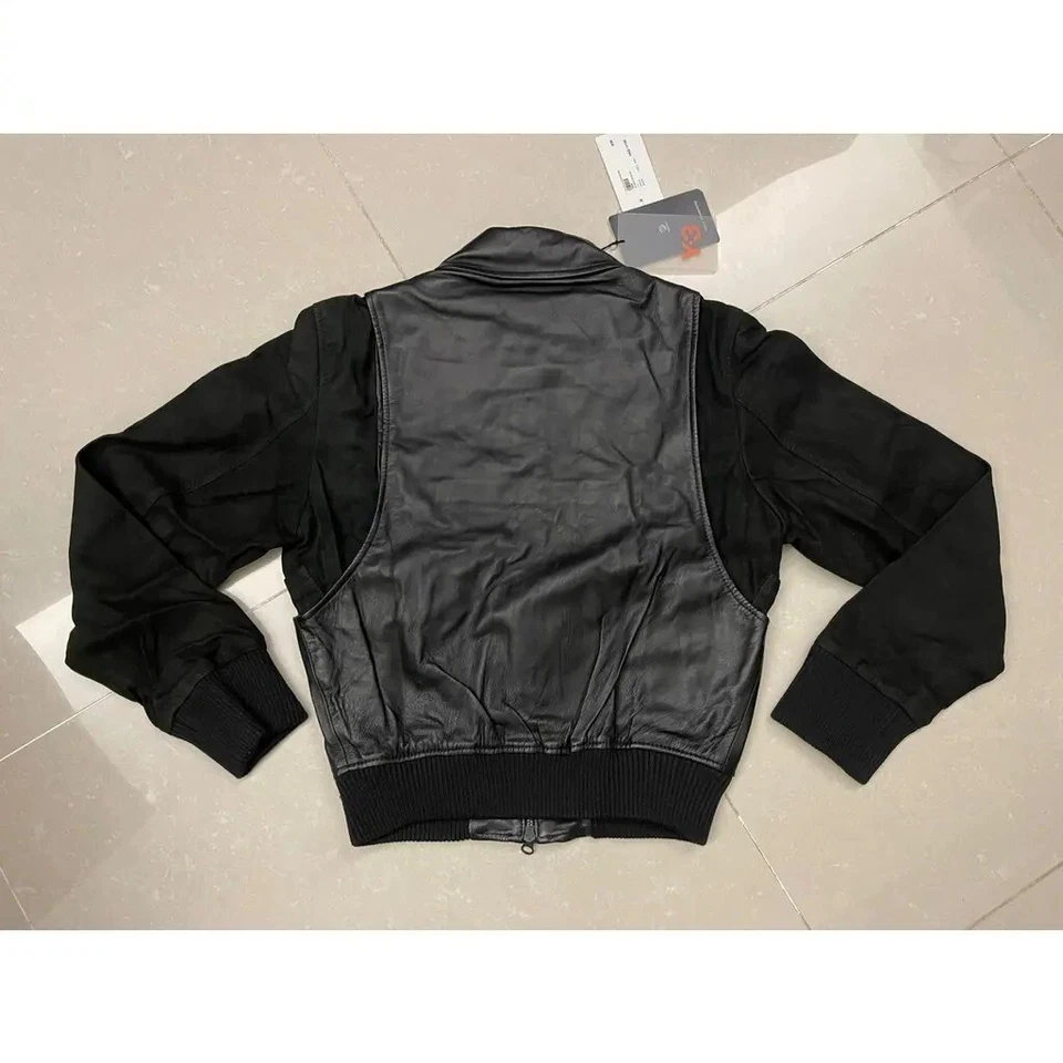 PVP£1140 Y-3 Yohji Yamamoto Adidas Chaqueta de Cuero Negra Manga de Gamuza M UK14 NUEVO CON ETIQUETAS Foto 4 de 4
