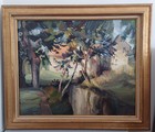 Tableau - Jack Mutel – Peintre normand - Huile sur toile – Bord de rivière