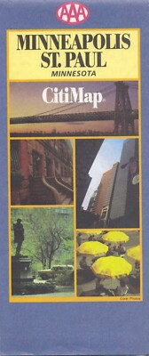 1996 MINNEAPOLIS/ST. PAUL Minnesota AAA Vintage Road Map CitiMap  !NEU!