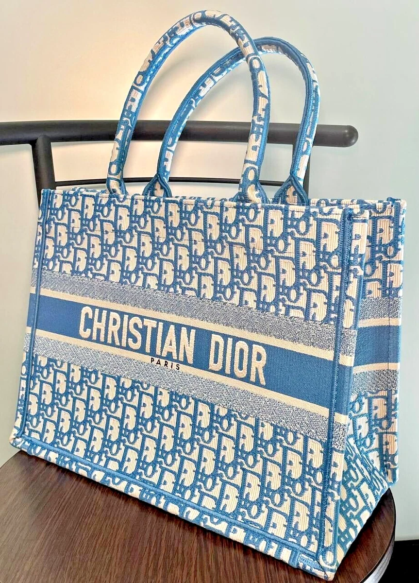 Dior Book Tote Medium Canvas Grey / Blue