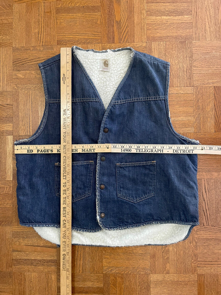 Vintage 70s Carhartt Denim Vest Sherpa Lined Distressed XL Vintage 70s Carhartt Denim Vest Sherpa Lined Distressed XL