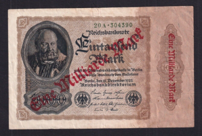 Germany 1 Milliarde Mark on 1000 Mark 1922-23 P-113a, Fine | eBay