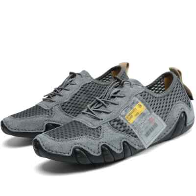 Men Outdoors Casual Shoes Leather Soft Sneakers Mesh Breathable Driving Shoes