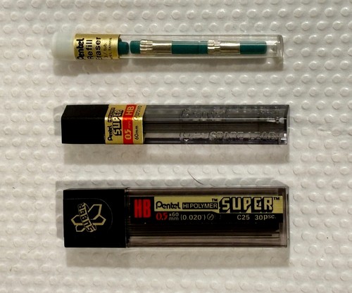 PENTEL Leads & Eraser Refill Lot for Mechanical Pencils Z2-1N, 3 Tubes Mixed Lot