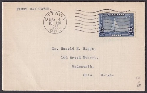 Canada 1935 13c Royal Yatch Britannia on First Day cover FDC
