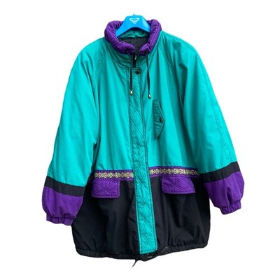 Vintage Climate Zone Colorblock Jacket Plus Size 22/24 Teal Purple