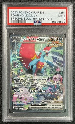 ROARING MOON EX PSA 9 2023 POKEMON SV PARADOX RIFT #251/182 PAR EN MINT SIR 5539